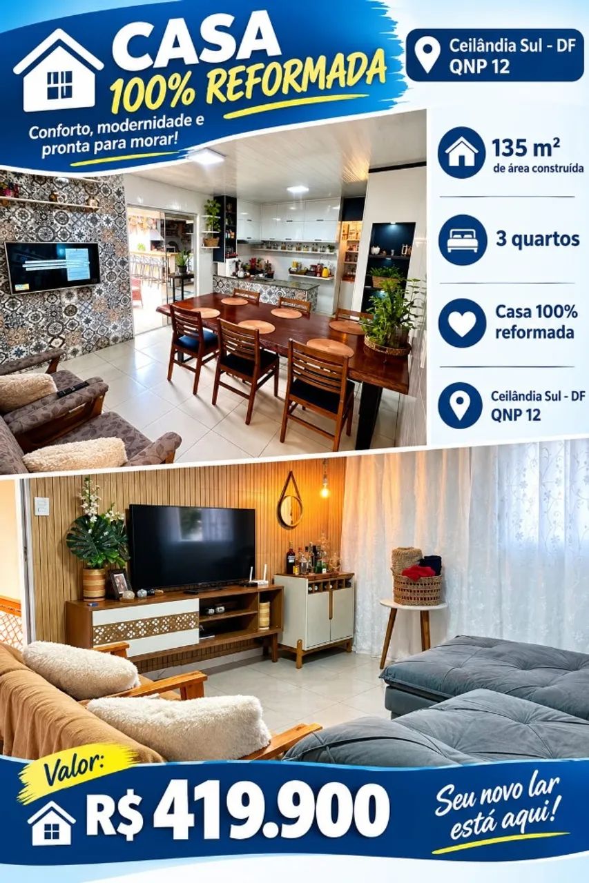 CASA Reformada, 3 Quartos , Ceilândia SUL DF