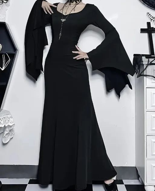 VESTIDO DE FANTASIA - DA SÉRIE WANDINHA - MODELO IGUAL AO USADO PELA MORTICIA ADDAMS KZJ - Foto 3