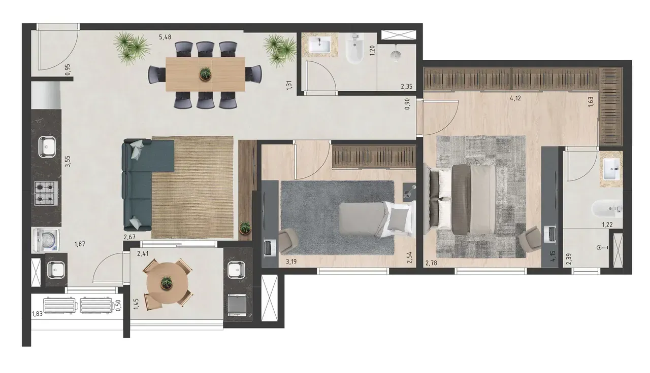 PLANTA 67m²