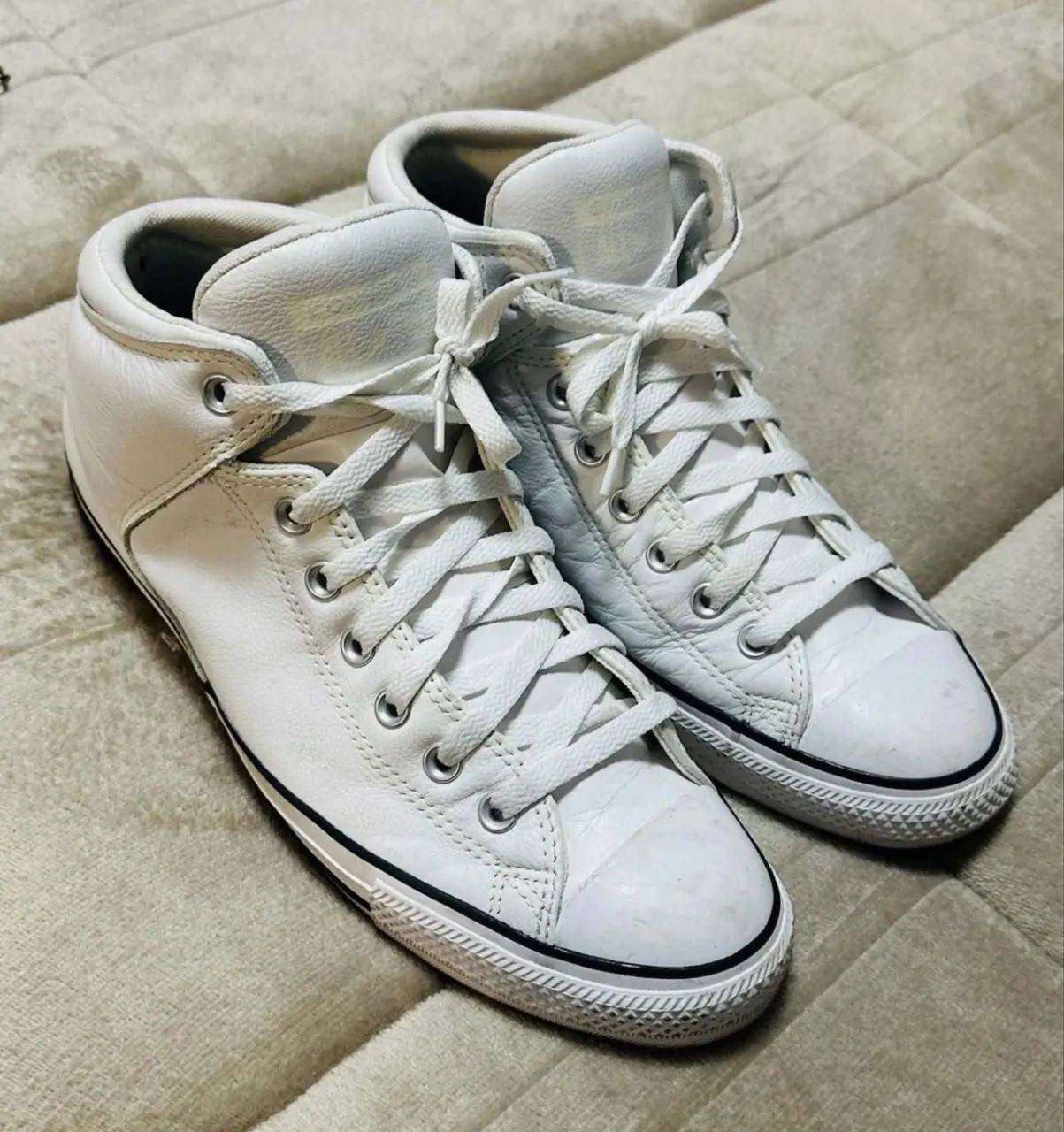 Converse All Star branco, em couro natural  - Foto 4