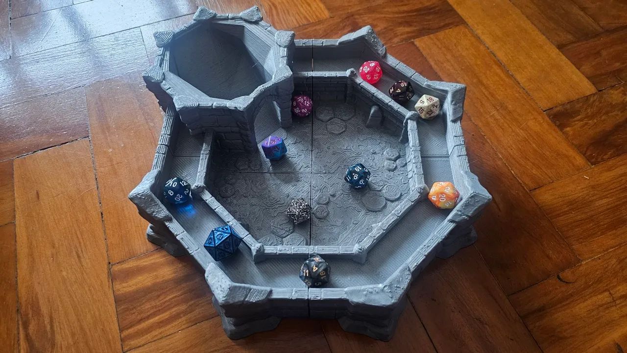 Bandeja / rolador de dados para RPG - Castelo medieval