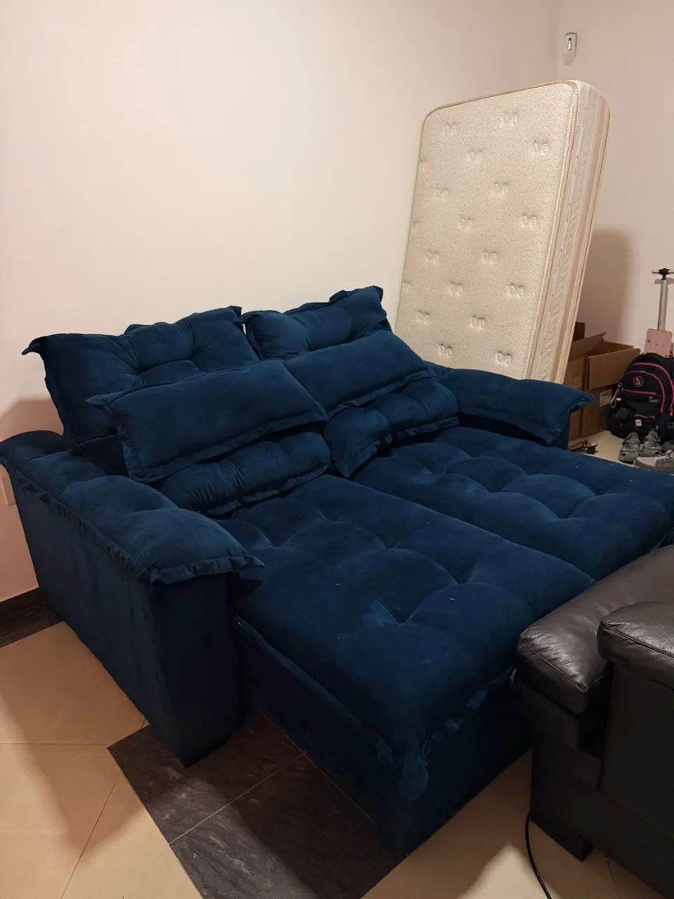 Sofá azul retrátil e reclinável 1,80L - Foto 3