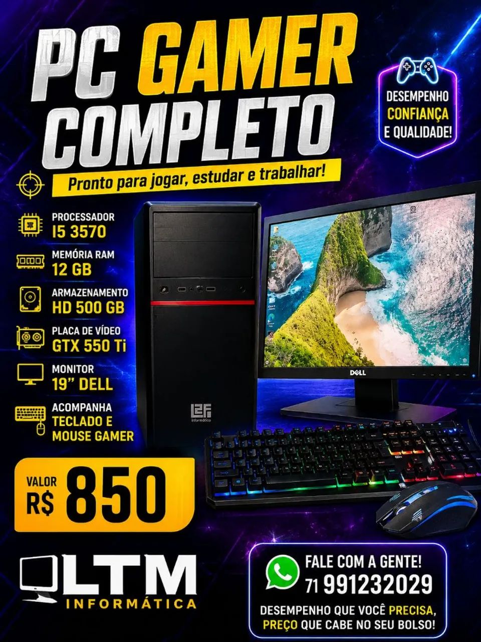 Pc gamer Completo de entrada.