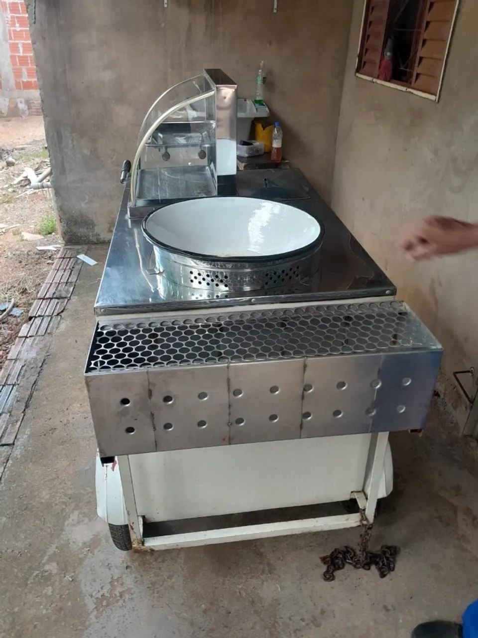 Kit completo carrinho de salgado com estufa e churrasqueira 