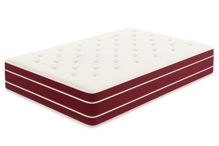 Colchão Solteiro Molas Ensacadas - Lateral Suede Vinho | Conforto Premium