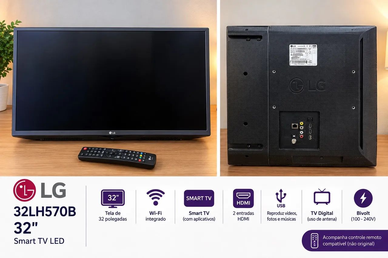 Smart TV LG 32 polegadas - Modelo 32LH570B - Foto 3