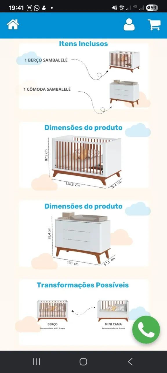 Kit Quarto de Bebê Completo - Berço + cômoda (Excelente Estado) - Foto 2