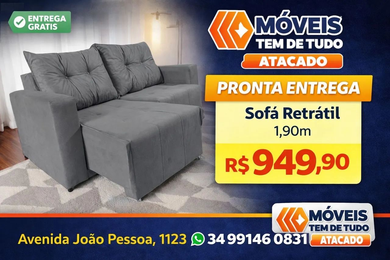 Oferta Imperdível! Sofá Retrátil 1,90m Moderno e Confortável por R$949,90 - Foto 3