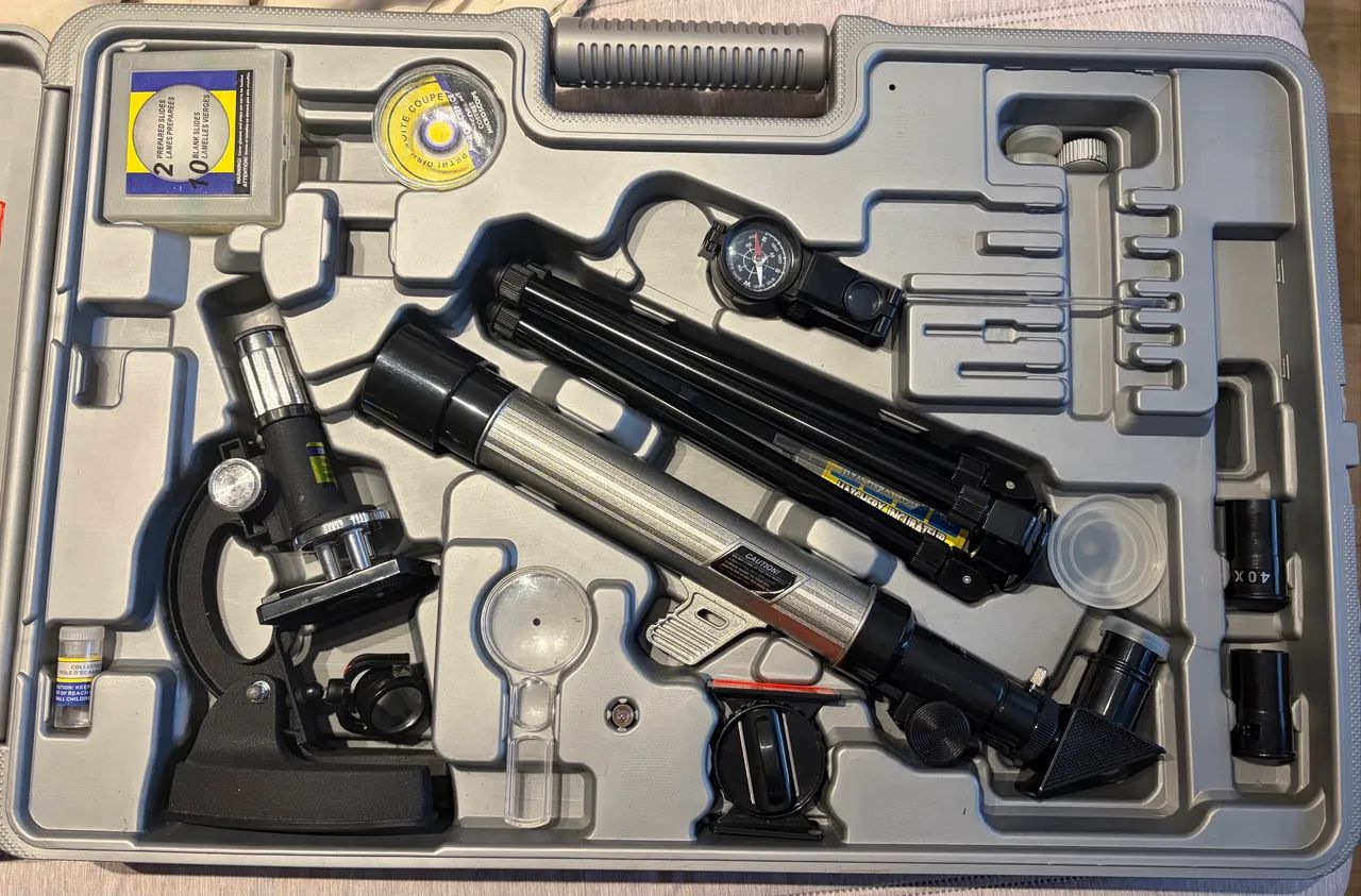 Kit Microscópio + Telescópio TeleScience / Micro Science - Completo com Maleta 