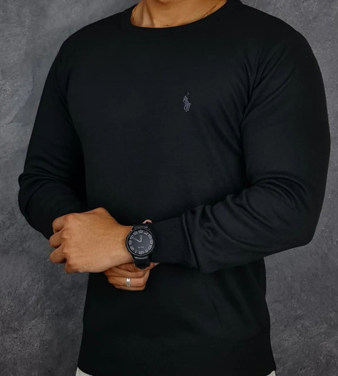 Suéter Ralph básico clássico - cor  preto  - Foto 4