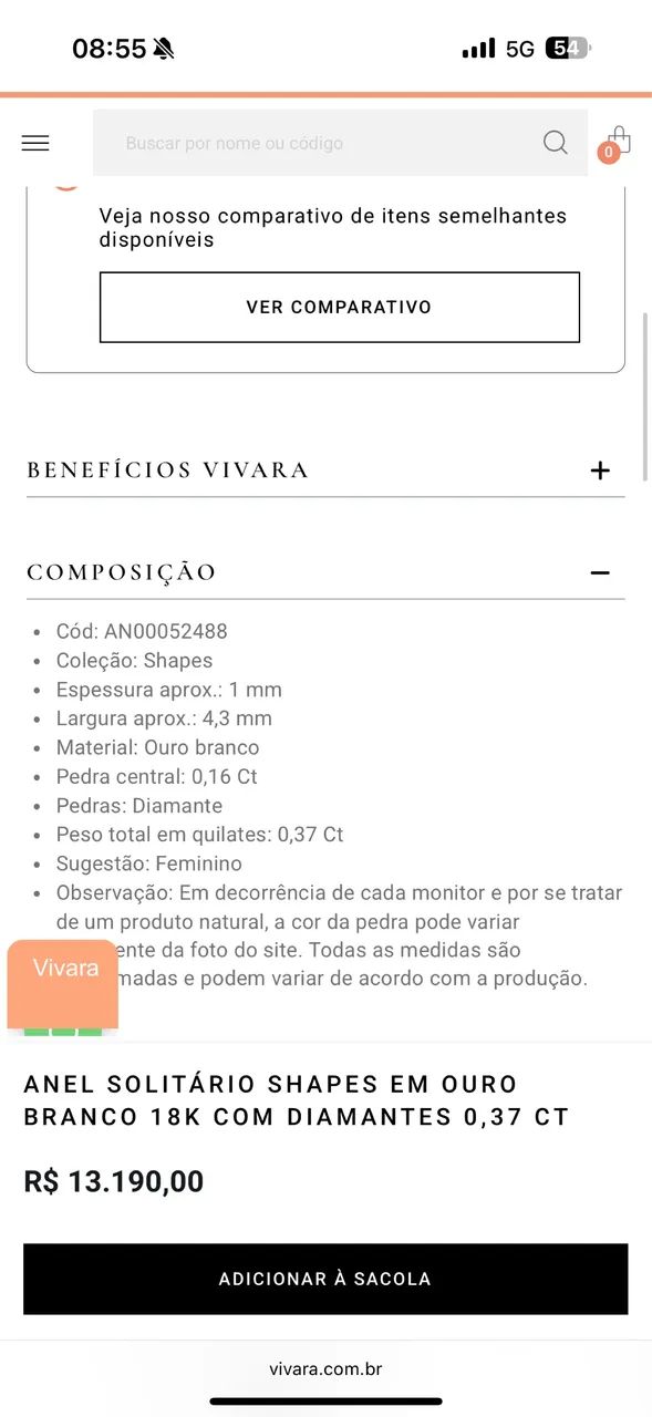 Anel solitário vivara 0,37ct - Foto 5