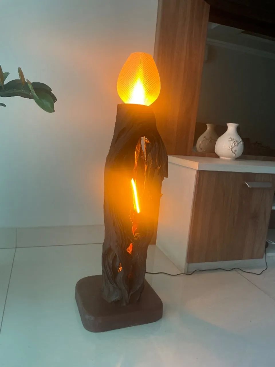 abajur rustico peça unica  - Foto 2