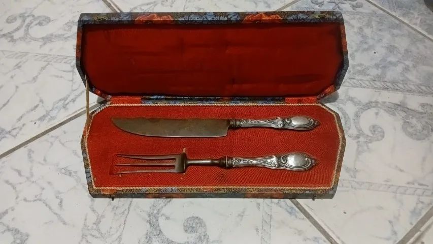 Vintage Carving Set with Sterling Silver Handle