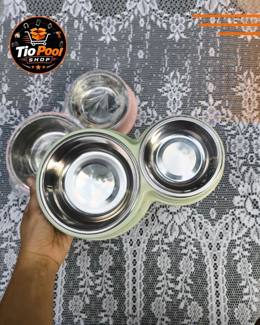 Comedouro e Bebedouro Duplo Pet em Inox com Base Elevada