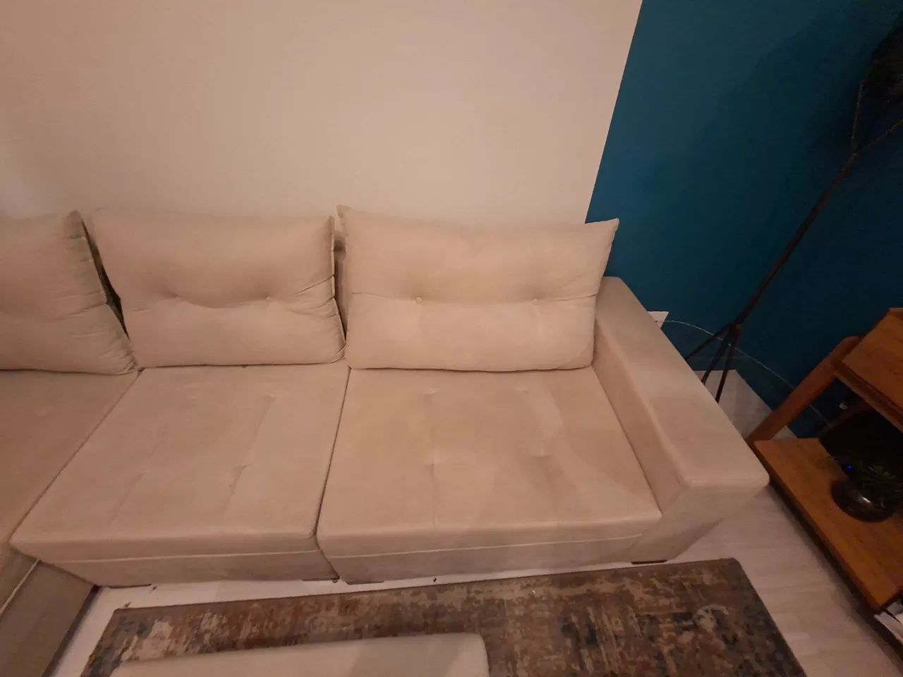 Vendo Sofá de Canto 7 Lugares Glória Suede bege - NÃO RETRATIL - Foto 2