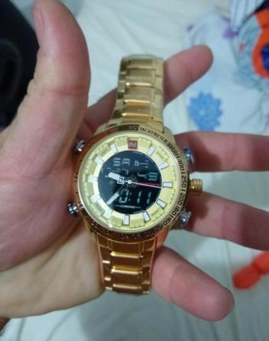 Presenteei seu PAI PROMOÇÃO Relógio Naviforce dourado analógico e Digitar lacrado - Foto 3