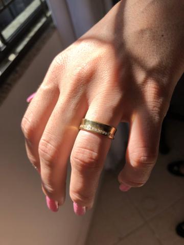 Anel aliança solitário ouro 18k com diamantes - Foto 5