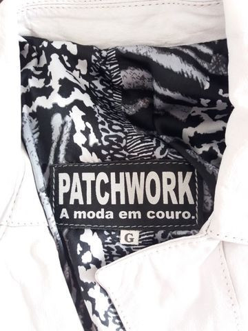 jaqueta de couro patchwork