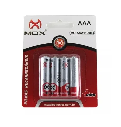 Kit 4 Pilhas Recarregáveis Aa De 1000mah Mox Mo-AAA1000b4