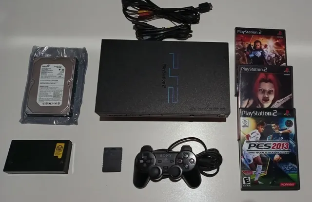 Playstation 2 Slim Ps2 Slim + Hd 500gb Lotado de Jogos