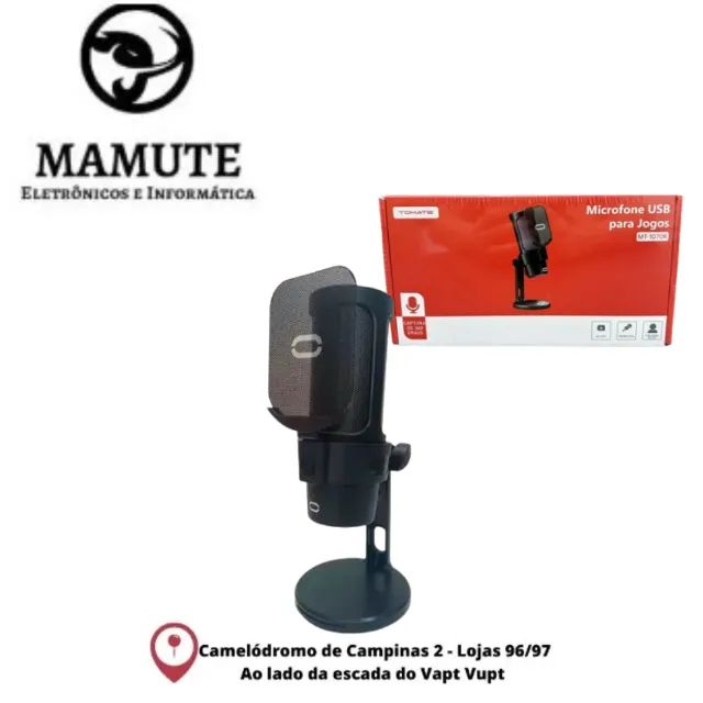 Microfone Gamer Condensador Preto Tomate Modelo MT-1070R 