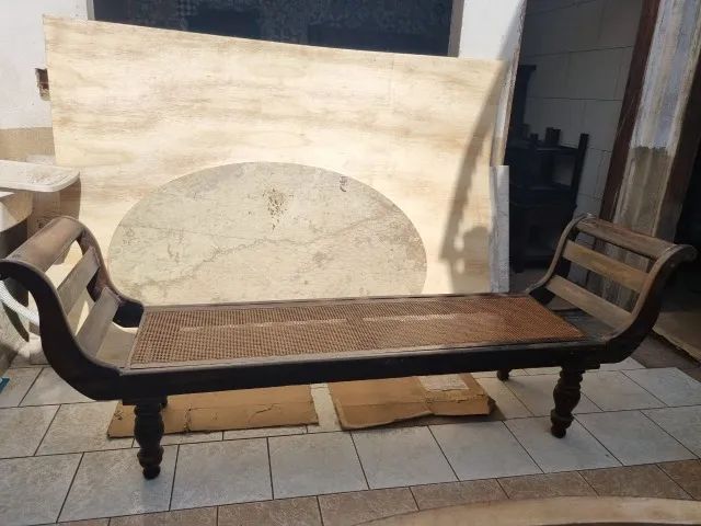 Sofá Marquesa Século Xix Em Jacarandá Com Palha Indiana 