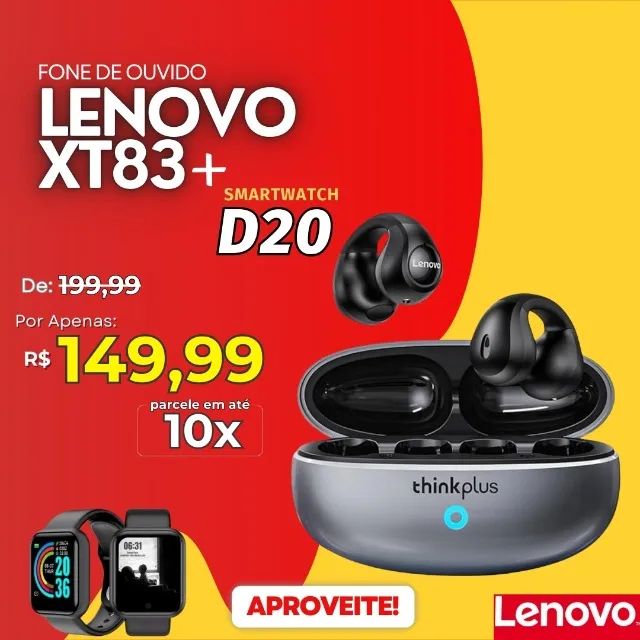Kit Fone Bluetooth Lenovo XT83 + Smartwatch D20 | Garantia | Pronta Entrega - Foto 2