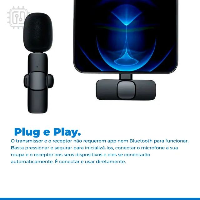 Microfone de Lapela Wireless Sem Fio Tipo C Para Android Celular Tablet Usb-C - Foto 3