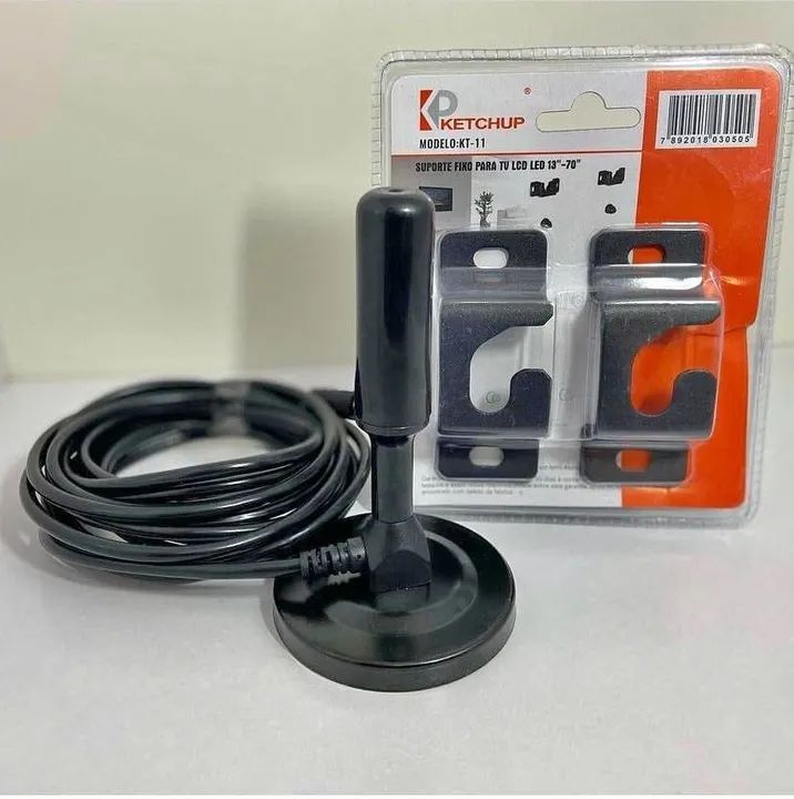 Antena Digital Interna para TV Ketchup KT-11 - Suporte Fixo para TV LCD LED 13"-70"
