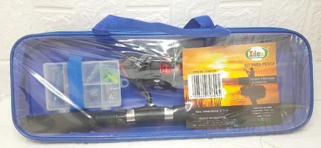 kit de pesca  molinete vara 2.10m e acessorios id-8631m idea