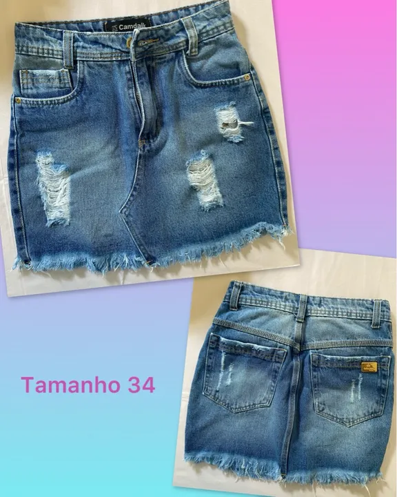 Saia jeans destroyed tamanho 34