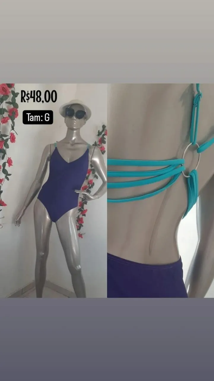 Body Praia Azul Marinho com Detalhe nas Costas - Tam G