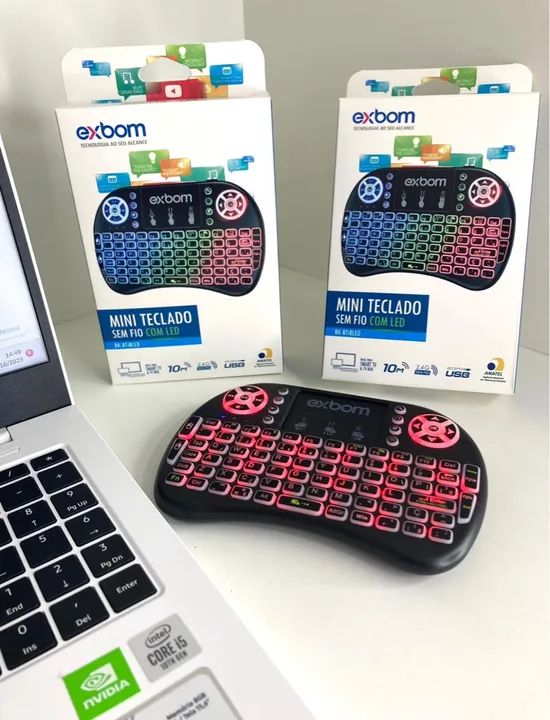 Mini teclado sem fio com led 