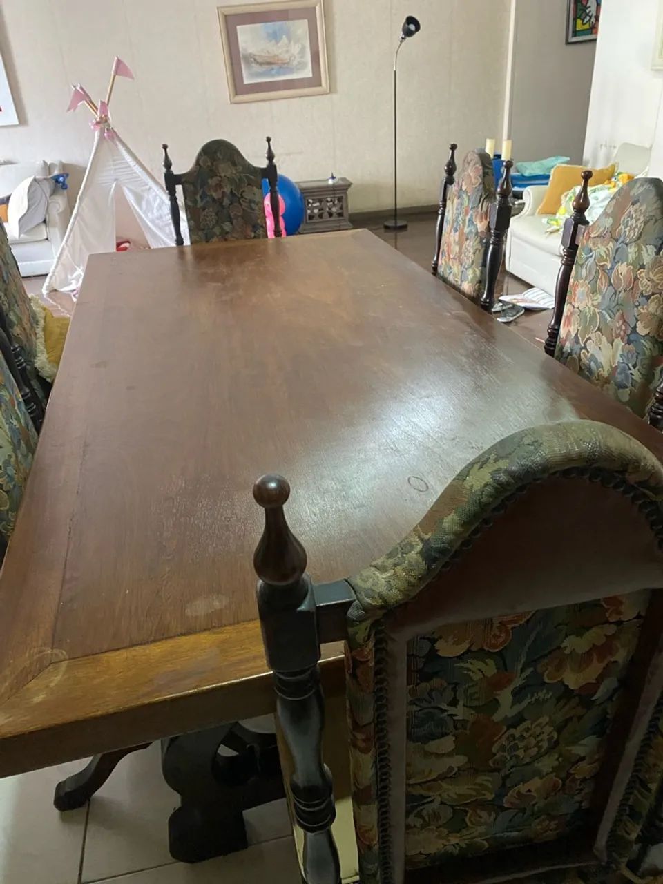 Mesa de Jantar em Madeira Maciça com 8 Cadeiras - Estilo Rústico - Foto 2