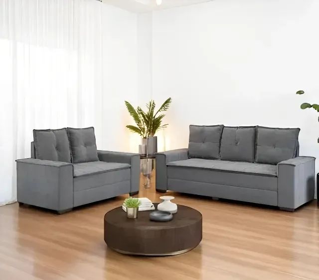 Sofá 2 e 3 lugares Barcelona Cinza 