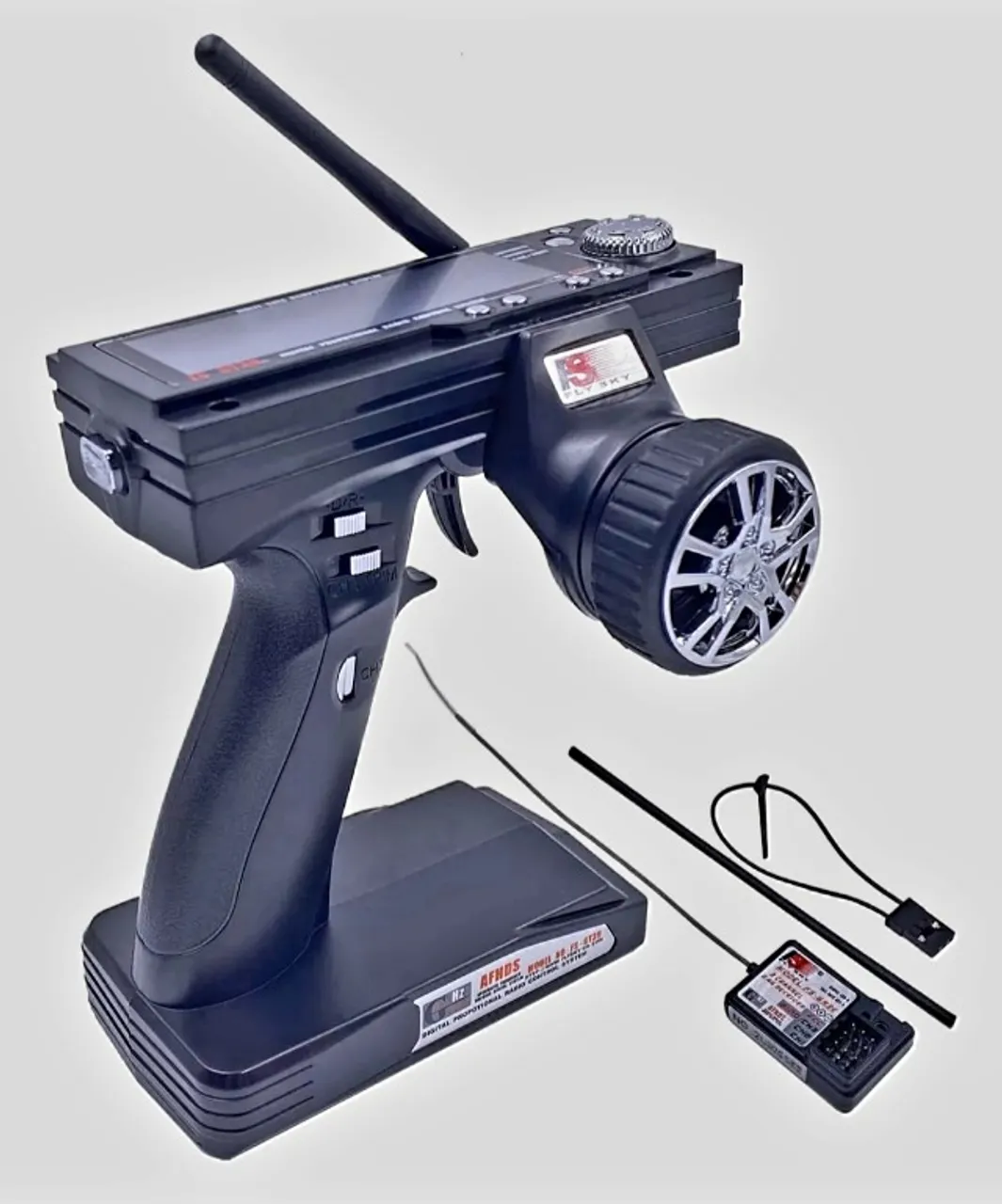 Automodelo Rádio Transmissor RC Fly Sky FS-GT3B 2.4GHz 3 canais com Receptor FS-GR3 Zero