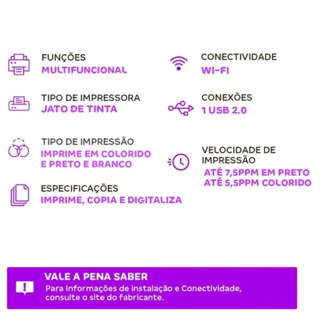 Impressora Multifuncional Jato de Tinta com Wi-Fi