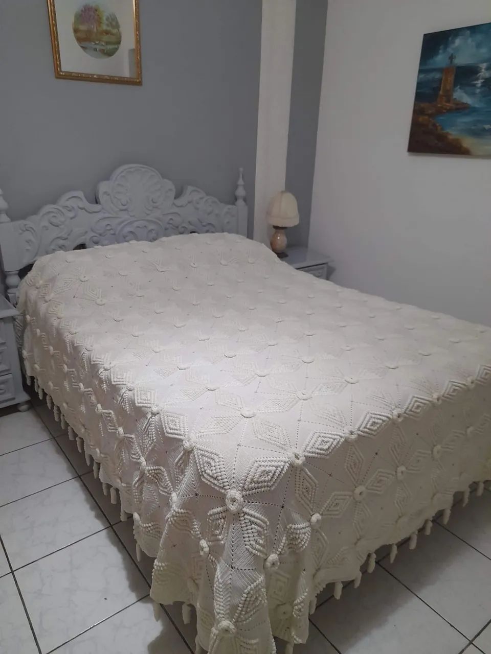Colcha de crochê com fio de nylon