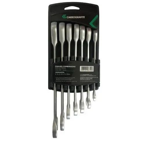 Jogo de chaves combinada c/catraca 7pçs ( Carbografite )