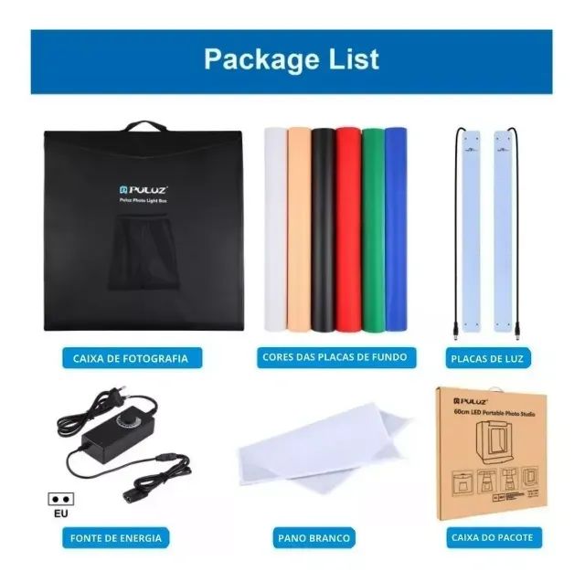 Estúdio Tenda Caixa Fotográfico P60 Led 6 Fundos Puluz 60cm - Foto 6