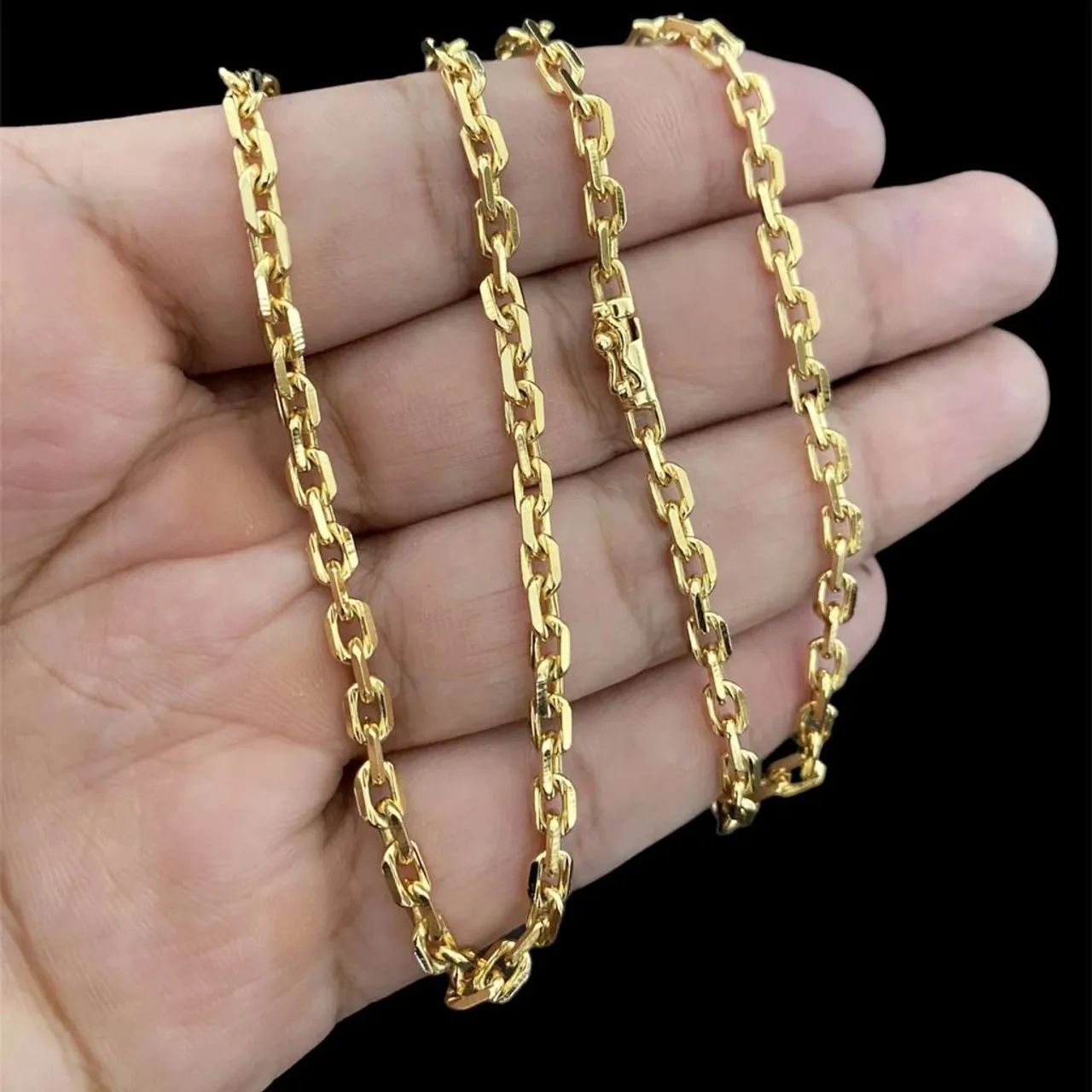 Corrente de masculina cordão Carrier cadeado 4,5 mm banhada a ouro 18 k. - Foto 4