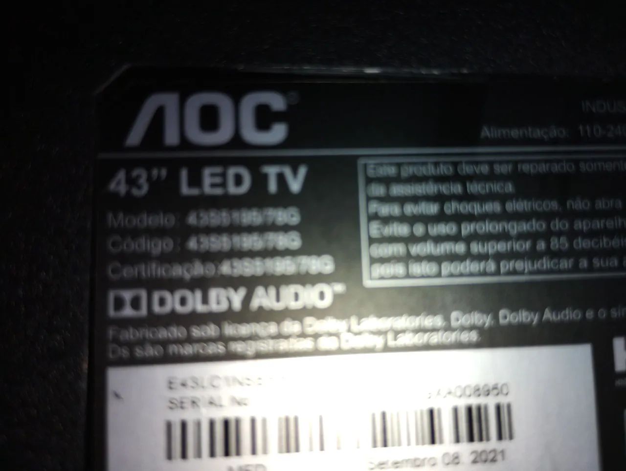 TV LED SMart AOC 43 polegadas Modelo 43S519578G com tela danificada - Foto 2