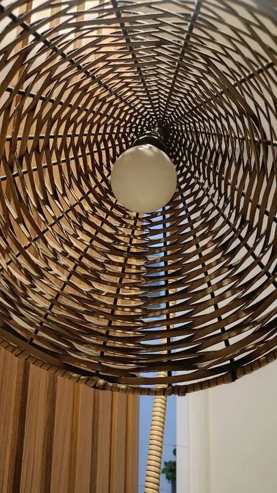 Luminária / abajur de chão estilo rústico (junco) - Perfeito estado - Foto 3