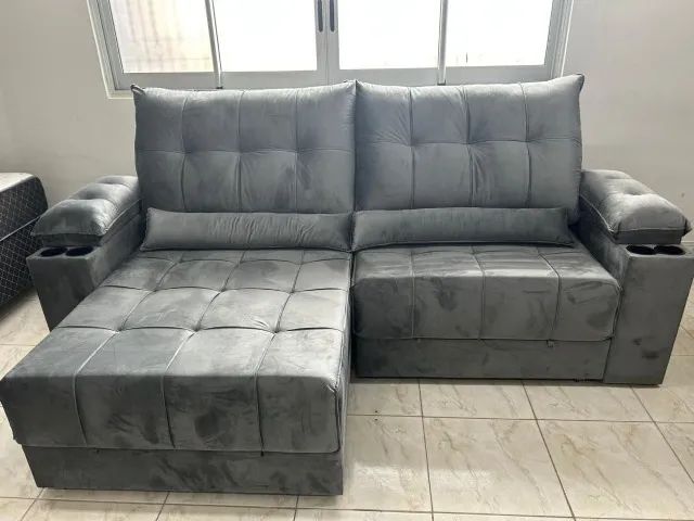 Sofá Retrátil e Reclinável Zeus 2,00m Porta Copo - NOVO, DE FÁBRICA!
