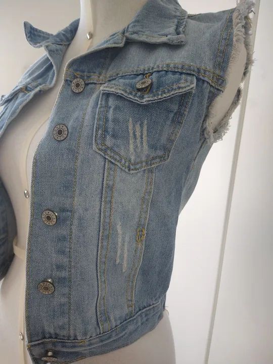 Colete Jeans Desfiado - Foto 3