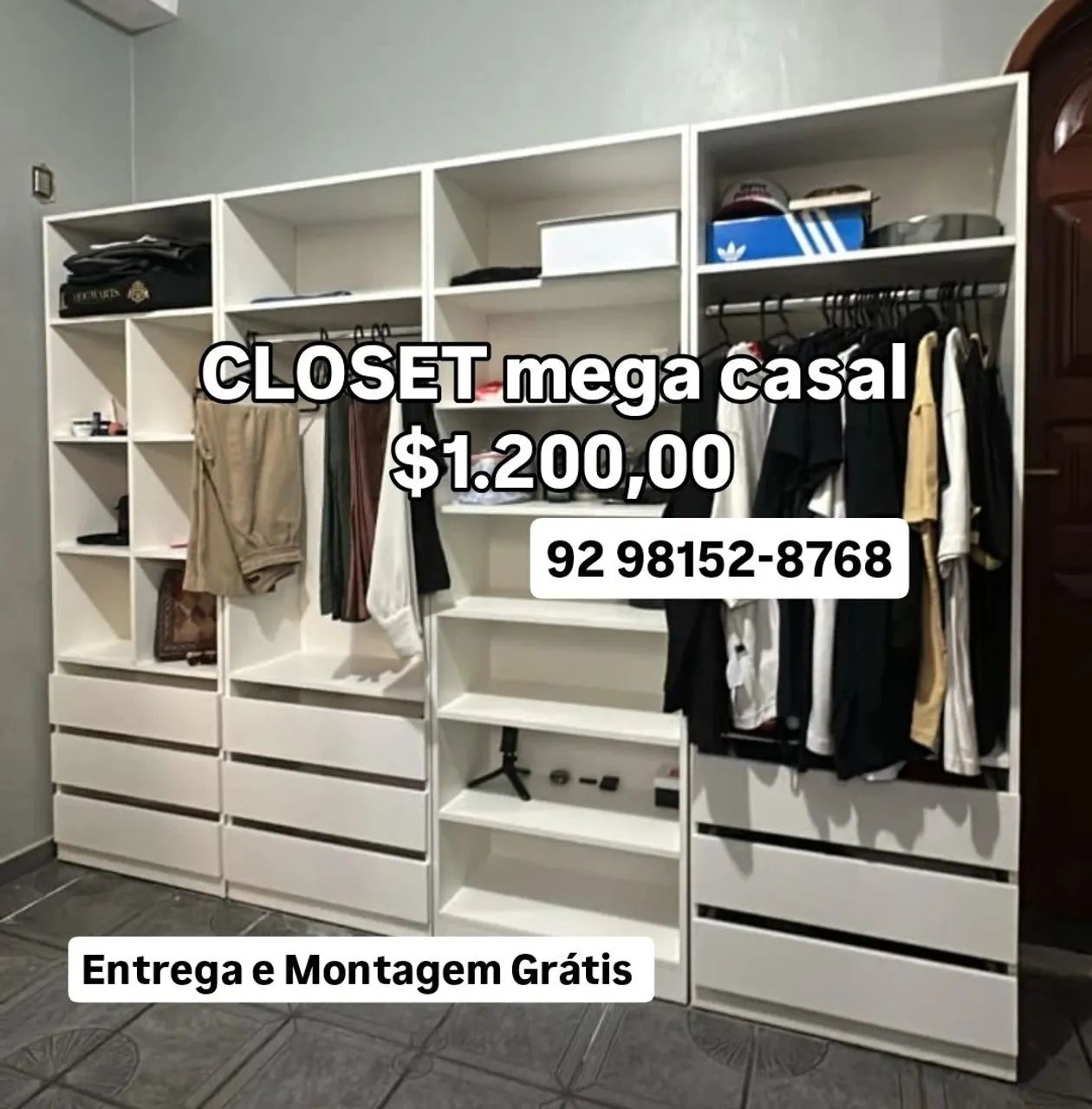 Closet 9 gavetas com fundo 