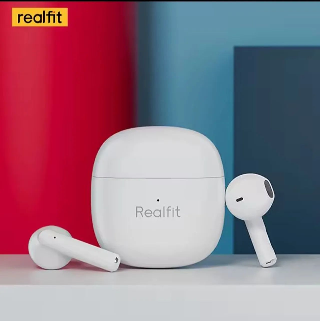 Fone Realfit F1 cores, preto, branco Bluetooth 5.3 sem fio