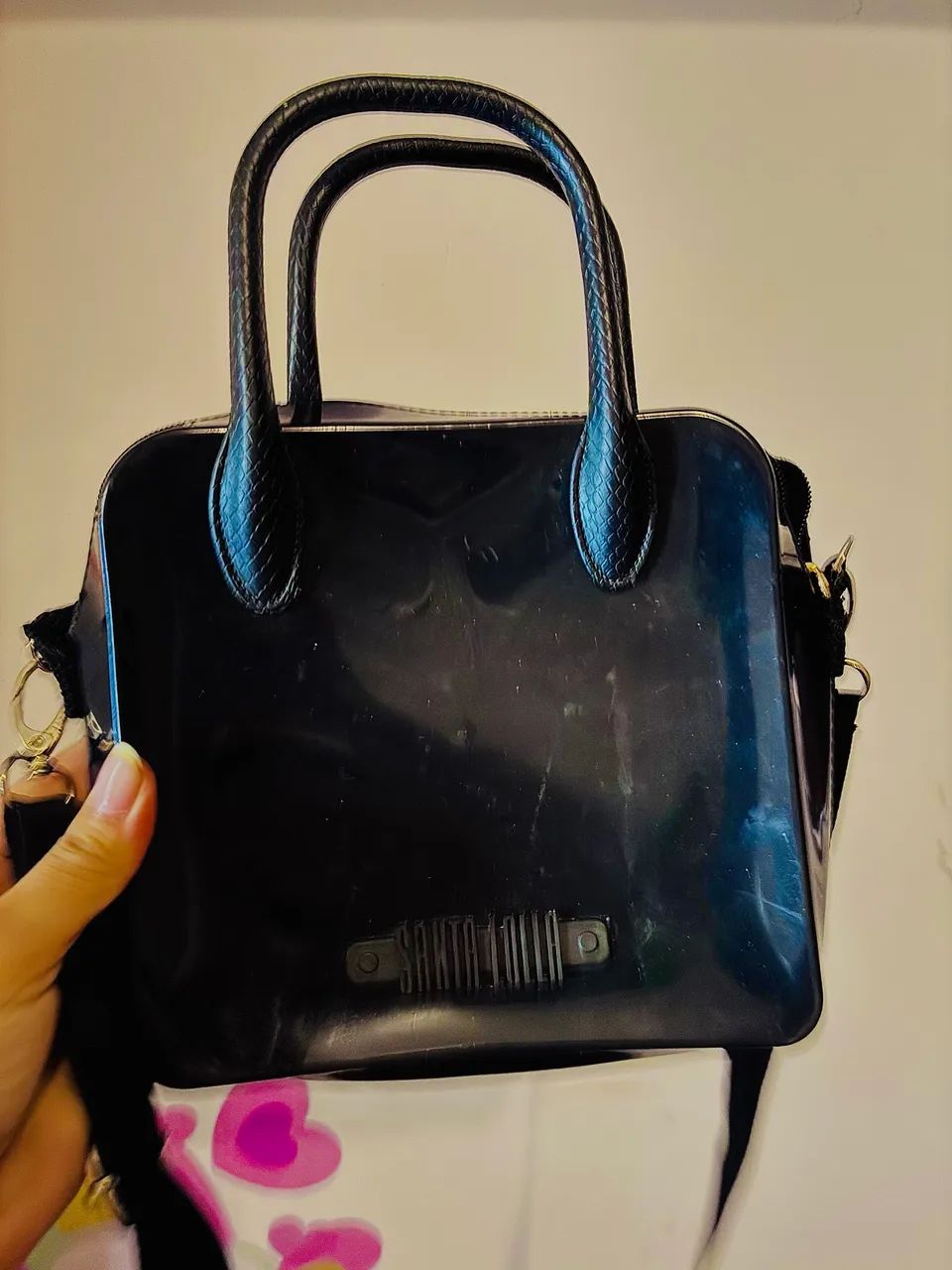 Bolsa Santa Lola Transversal Preta - Foto 3