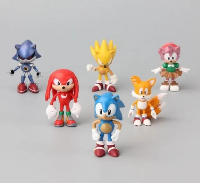 Kit com 06 Bonecos Miniatura Sonic Tails The Hedgehog 2 - Mega Drive MD Sega Genisis