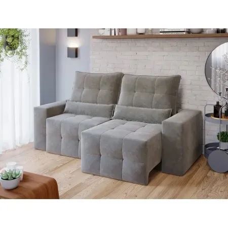 Sofá barcelona retratil e reclinavel cinza 